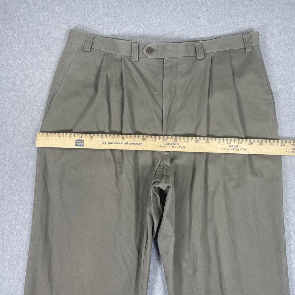 Lauren Ralph Lauren Dress Pants Mens 38x32 Olive Taupe Pleated Cuffed Cotton